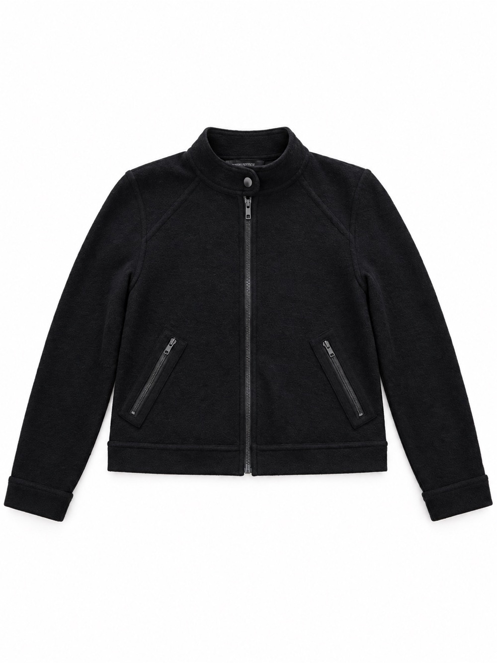 BANANA REPUBLIC MOTO TEXTURED KNIT JACKET WOMENS XSMALL PETITE BLACK ZIP POCKETS